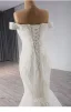 High End Weiß Perlenstickerei Pailletten Brautkleider / Hochzeitskleider 2024 Meerjungfrau Off Shoulder Ärmellos Rückenfreies Sweep / Pinsel Zug Hochzeit
