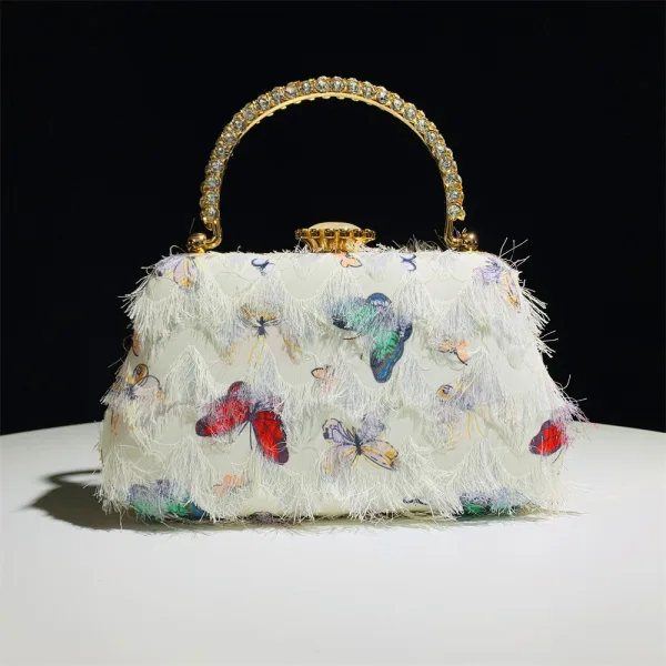 Fashion Ocean Blue Butterfly Tassel Prom Handbag 2025 Clutch Bags
