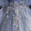 Schöne Meeresblau Perlenstickerei Ballkleider 2023 Ballkleid Off Shoulder Kurze Ärmel Rückenfreies Lange Ball Festliche Kleider