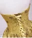 Vintage / Retro Gold Printing Prom Dresses 2025 Ball Gown Strapless Sleeveless Backless Floor-Length / Long Prom Formal Dresses
