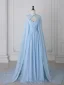Charming Sky Blue Prom Dresses 2025 A-Line / Princess Strapless Sleeveless Backless Floor-Length / Long Prom Formal Dresses