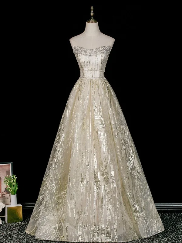 Glitzernden Gold Pailletten Strass Ballkleider 2026 A Linie Off Shoulder Ärmellos Rückenfreies