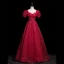 Élégant Gris Perlage Paillettes Robe De Bal 2023 Princesse Encolure Carrée Gonflée Manches Courtes Dos Nu Longue Promo Robe De Ceremonie