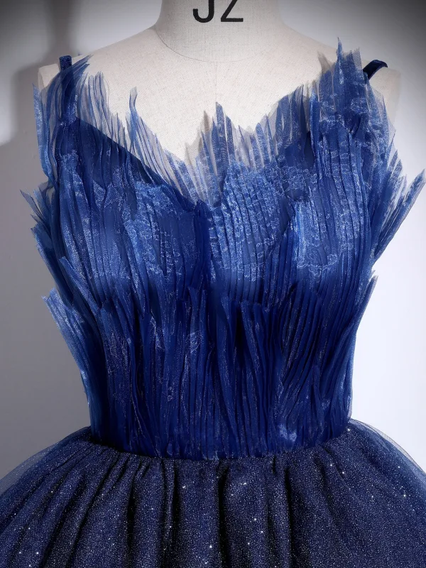 Vintage / Retro Sequins Navy Blue Prom Dresses 2025 Ball Gown Spaghetti Straps Sleeveless Backless Floor-Length / Long Formal Dresses