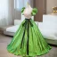 Elegant Green Sequins Prom Dresses 2024 Ball Gown V-Neck Puffy Short Sleeve Backless Bow Sash Floor-Length / Long Prom Formal Dresses