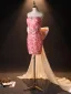 Sexy Rougissant Rose Perlage Volants Fleur Robe De Soirée 2024 Trompette / Sirène Bustier Sans Manches Dos Nu Noeud Train De Balayage Soirée Robe De Ceremonie
