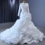 Muslim White Cascading Ruffles Wedding Dresses 2023 Trumpet / Mermaid High Neck Long Sleeve Chapel Train Wedding