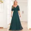 Bling Bling Vert Foncé Perlage Paillettes Robe De Soirée 2024 Princesse V-Cou Manches Courtes Dos Nu Longue Promo Robe De Ceremonie