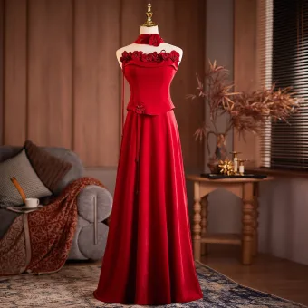 Vintage Retro Red Appliques Prom Dresses 2026 A Line Princess Strapless Sleeveless Backless Floor Length Long Formal Dresses