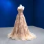 Scintillantes Doré Fait main Perlage Paillettes Robe De Soirée 2022 Princesse U-Cou Sans Manches Dos Nu Train De Balayage Promo Robe De Ceremonie