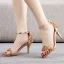 Sexy Champagne Evening Party Rhinestone Womens Sandals 2023 Ankle Strap 7 cm Stiletto Heels Open / Peep Toe Sandals High Heels