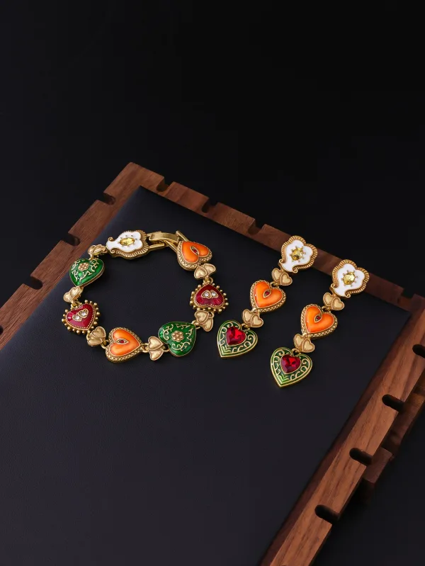 Vintage / Retro Medieval Multi-Colors Alloy Heart-shaped Prom Necklaces Bracelets Earrings Accessories 2025