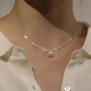Chic Beautiful Silver Pearl Sterling Silver Accessories Necklaces 2023