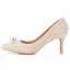 Elegant Beige Pearl Wedding Shoes 2023 7 cm Stiletto Heels Pointed Toe Wedding Pumps High Heels