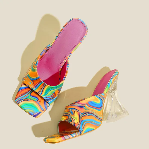 Unusual Summer Multi-Colors Street Wear Womens Sandals 2022 10 cm Stiletto Heels Open / Peep Toe Sandals High Heels