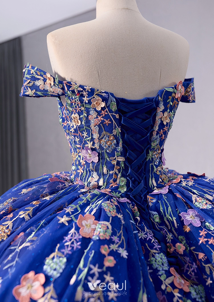 slim fit dress slacks Robe Sweet 16 royal blue with gold / quinceanera-decor main image 1