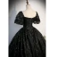 Chic / Belle Noire Perlage Paillettes Robe De Bal 2023 Robe Boule Encolure Carrée Manches Courtes Dos Nu Longue Promo Robe De Ceremonie