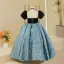 Élégant Noire Anniversaire Robe Ceremonie Fille 2022 Robe Boule Encolure Dégagée Gonflée Manches Courtes Longue Robe Ceremonie Fille