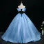 Elegant Pool Blue Prom Dresses 2025 Ball Gown Strapless Sleeveless Backless Floor-Length / Long Prom Formal Dresses