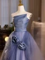Chic / Beautiful Ocean Blue Appliques Prom Dresses 2024 A-Line / Princess Strapless Sleeveless Backless Floor-Length / Long Prom Formal Dresses