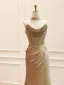Sexy Gold Rhinestone Evening Dresses 2026 Trumpet / Mermaid Strapless Sleeveless Backless Sweep Train Evening Party Formal Dresses
