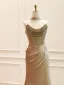 Sexy High End Gold Handgefertigt Strass Abendkleider 2026 Meerjungfrau Bandeau Ärmellos Rückenfreies Sweep / Pinsel Zug Abend Festliche Kleider