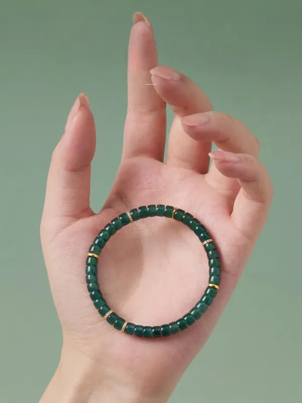 High-end Green Handmade Jadeite Bracelet Accessories 2025