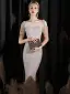 Sparkly Beige Sequins Evening Dresses 2022 Trumpet / Mermaid Scoop Neck Beading Tassel Sleeveless Backless Floor-Length / Long Evening Party Formal Dresses