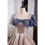 Fashion Dusky Pink Sequins Prom Dresses 2023 Ball Gown Square Neckline Bow Short Sleeve Backless Floor-Length / Long Formal Dresses