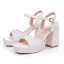 Élégant Blanche Perle Chaussure De Mariée 2025 9 cm Talons Épais Peep Toes / Bout Ouvert Mariage Sandales Talons Hauts