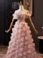 Luxury / Gorgeous Blushing Pink Beading Appliques Prom Dresses 2025 A-Line / Princess Off-The-Shoulder Sleeveless Backless Floor-Length / Long Prom Formal Dresses