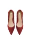 Elegant Burgundy Lace Flower Flat Wedding Shoes 2024 Leather Pointed Toe Wedding Pumps