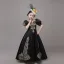 Vintage / Retro Medieval Black Flower Girl Dresses 2024 3D Lace Floral V-Neck Short Sleeve Floor-Length / Long A-Line / Princess Cosplay Prom Wedding Party Dresses