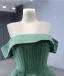 High-end Sage Green Beading Prom Dresses 2024 Ball Gown Off-The-Shoulder Sleeveless Backless Floor-Length / Long Prom Formal Dresses