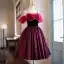Vintage / Retro Burgundy Rhinestone Printing Homecoming Graduation Dresses 2024 Spaghetti Straps Short Sleeve Backless Short Formal Dresses