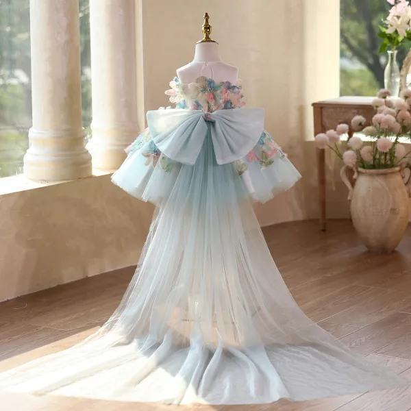 Flower Fairy Blushing Pink Beading Appliques Sequins Birthday Short Flower Girl Dresses 2025 Ball Gown Scoop Neck Sleeveless Backless Tulle