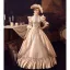 Vintage / Retro Medieval Champagne Prom Dresses 2022 Ball Gown High Neck Puffy 1/2 Sleeves Lace Flower Floor-Length / Long Formal Dresses