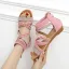 Comfortabel Abrikoos / Beige Strand Vlecht Sandalen Dames 2022 Peep Toe Platte Sandalen