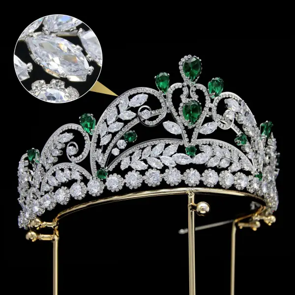 Glitter Goud Rhinestone Zirkonium Bruids Haaraccessoires 2024 Legering Huwelijk Accessoires