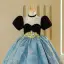Élégant Noire Anniversaire Robe Ceremonie Fille 2022 Robe Boule Encolure Dégagée Gonflée Manches Courtes Longue Robe Ceremonie Fille
