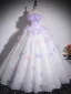 Flower Fairy Multi-Colors Appliques White Prom Dresses 2025 Ball Gown Strapless Sleeveless Backless Court Train Formal Dresses