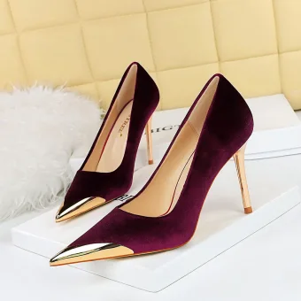 Mote Burgunder Aften Suede Pumps 2023 10 Cm Stiletthæler Spisse Pumps Høyhælte