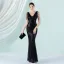 Sparkly Black Sequins Evening Dresses 2022 Trumpet / Mermaid V-Neck Beading Sleeveless Floor-Length / Long Evening Party Formal Dresses