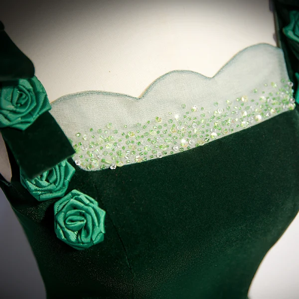 Modest / Simple Dark Green Appliques Suede Prom Dresses 2023 A-Line / Princess Square Neckline Sleeveless Backless Floor-Length / Long Prom Formal Dresses