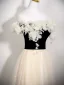 Chic / Beautiful Champagne Appliques Prom Dresses 2025 A-Line / Princess Off-The-Shoulder Short Sleeve Backless Floor-Length / Long Formal Dresses