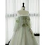 Elegant Sage Green Rhinestone Lace Flower Prom Dresses 2023 A-Line / Princess Off-The-Shoulder Sleeveless Backless Floor-Length / Long Prom Formal Dresses