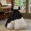 Chic / Beautiful Black Glitter Birthday Flower Girl Dresses 2025 Ball Gown High Neck Puffy Short Sleeve Backless Bow Floor-Length / Long