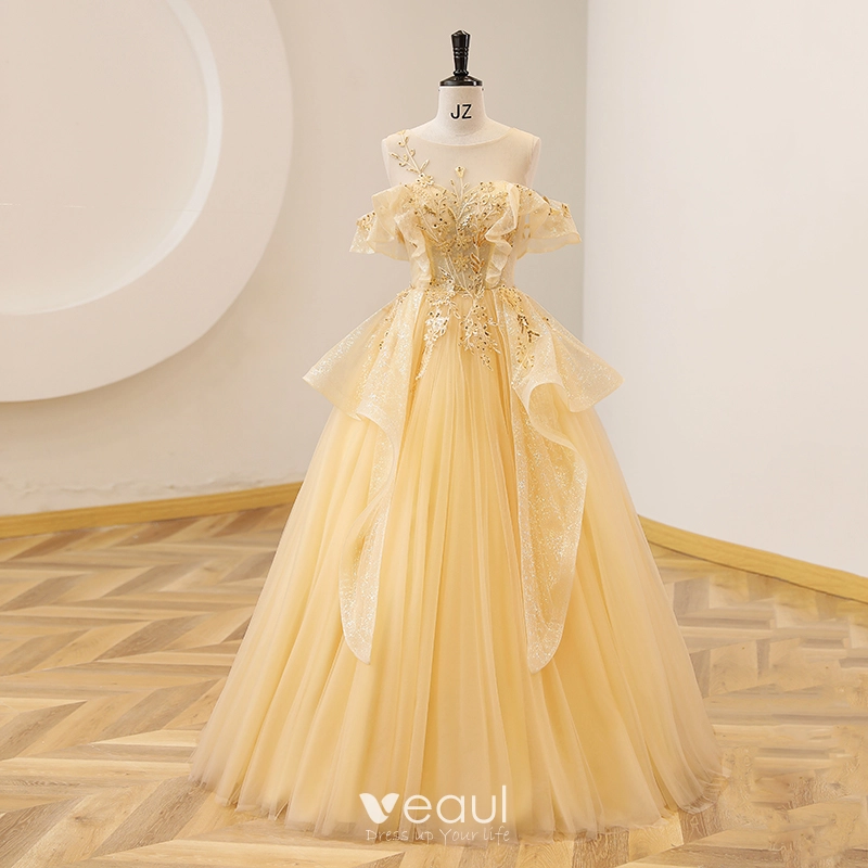 Pretty yellow hotsell prom dresses