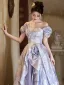 Mode Lavendel Glanz Applikationen Ballkleider 2025 A Linie Off Shoulder Ärmellos Rückenfreies Sweep / Pinsel Zug Ball Festliche Kleider