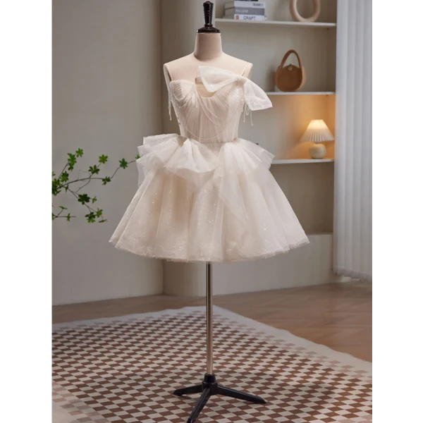 Sexy Ivoire Paillettes Perlage Perle Robe De Fête 2023 Bustier Noeud Sans Manches Dos Nu Longue Cocktail Soirée Robe De Ceremonie